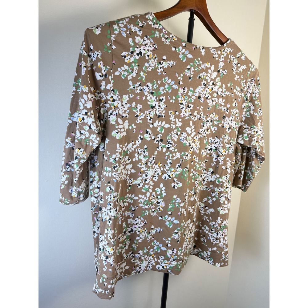 J.Jill Women Floral Crew Neck Supima Luxe Tunic Top Brown Boho sz 3X Stretch - Picture 10 of 13